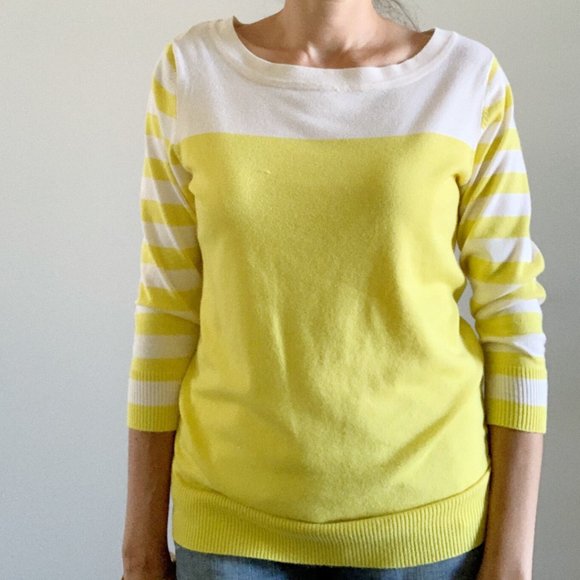 Joseph A. Color Block Crew Sweater Yellow Medium - Picture 2 of 9
